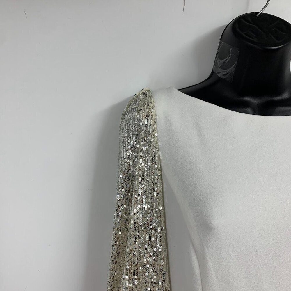 Eliza J Women's Glitter-Sleeve Long Gala Formal Slit‎ Gown Size 12 - Picture 5 of 15